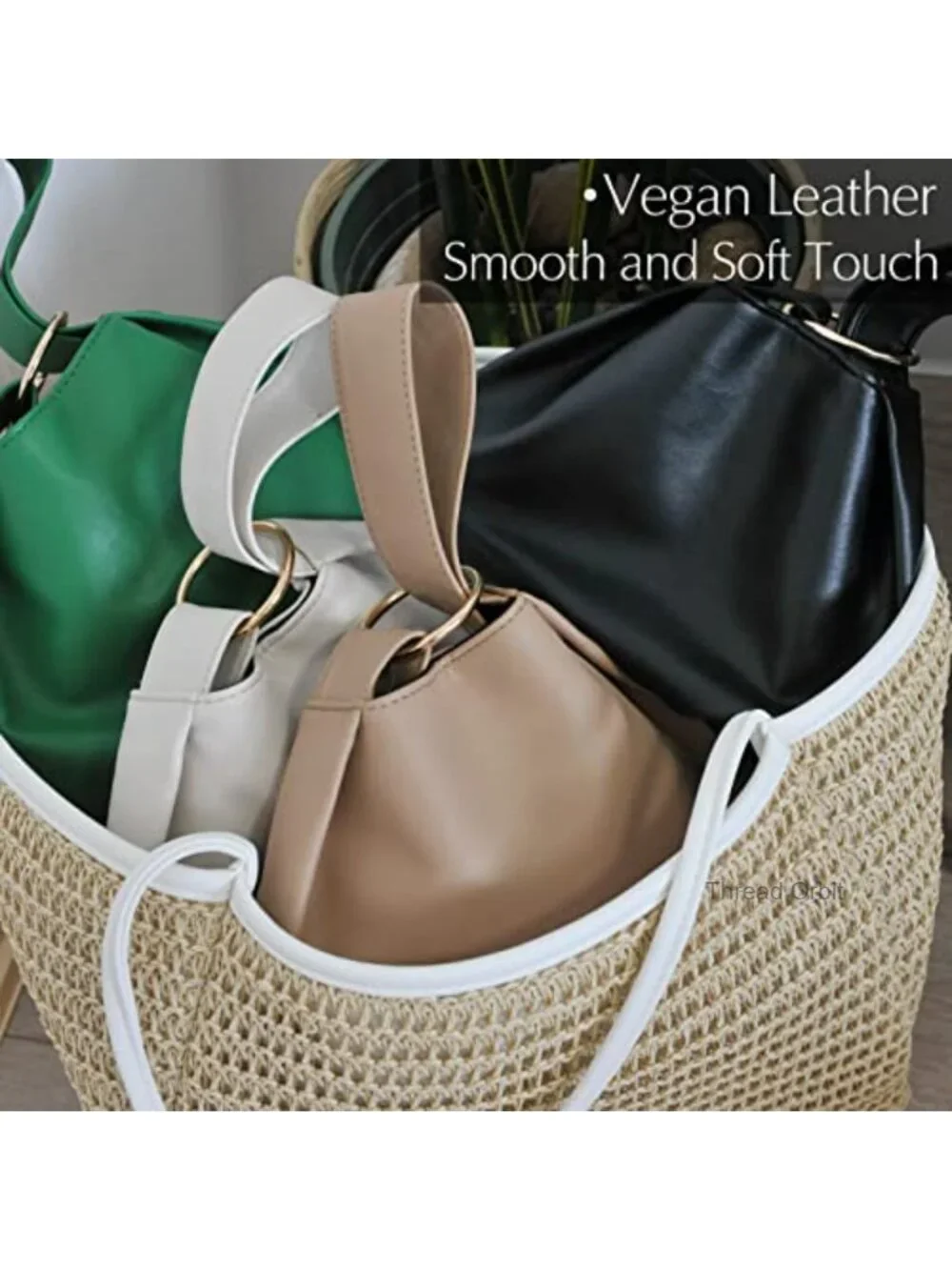 Soft Vegan Leather Hobo Top Handle Bag Clutch Tote